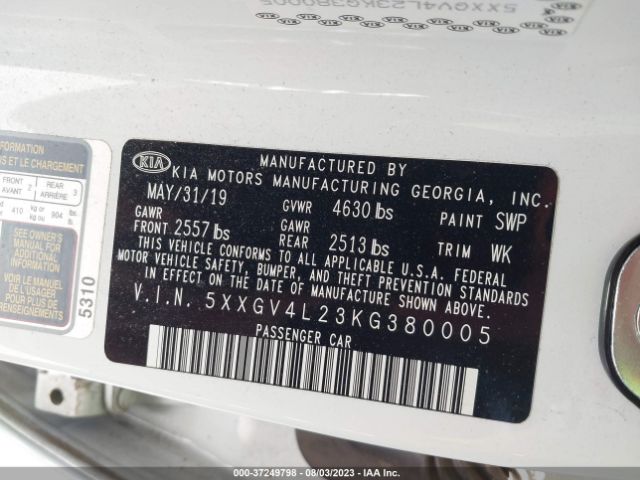 5XXGV4L23KG380005 KIA OPTIMA SX