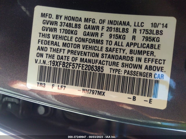 Honda Civic Sedan Lx 2015 19XFB2F57FE206385 Image 15