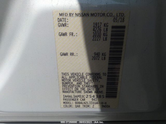 1N4AL3AP0JC254385 Nissan Altima 2.5 Sr