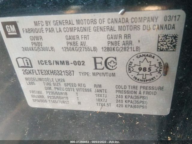 2GKFLTE3XH6321587 GMC Terrain Sle
