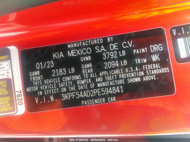3KPF54AD2PE594841 KIA Forte Gt-line