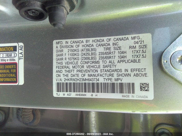 Honda CR-V LX 2021 2HKRW2H23MH643734 Image 9