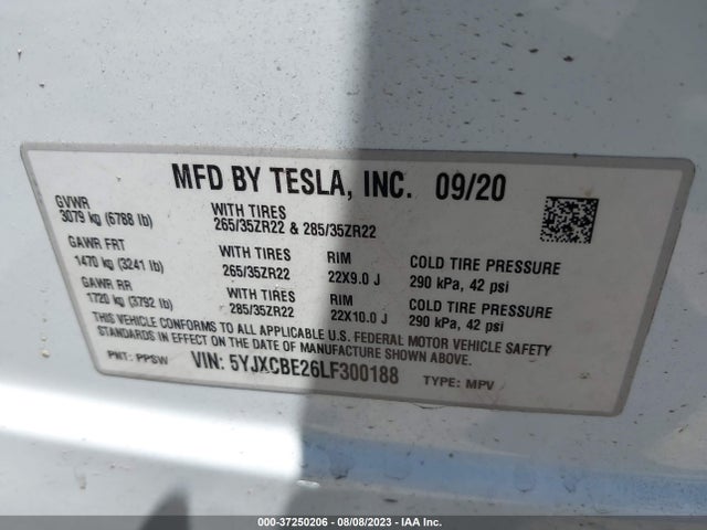 5YJXCBE26LF300188 Tesla Model X Long Range Dual Motor All-wheel Drive/long Range Plus Dual Motor All-wheel Drive
