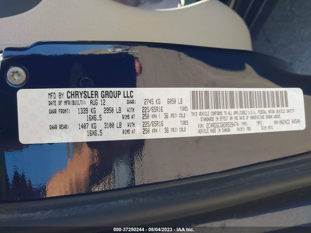 2013 DODGE GRAND CARAVAN SXT VIN: 2C4RDGCG8DR528474