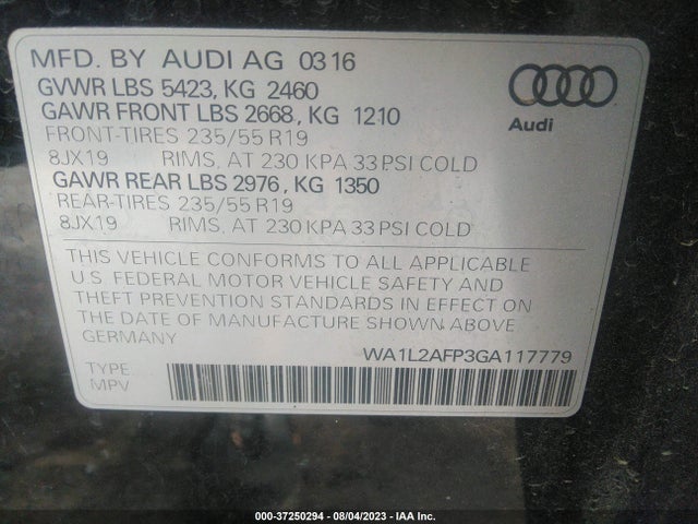 WA1L2AFP3GA117779 Audi Q5 Premium Plus