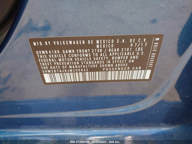 3VW2B7AJ8JM209632 Volkswagen Jetta 1.4t S
