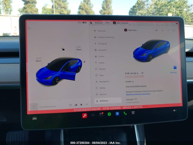 2019 Tesla 3, VIN: 5YJ3E1EB1KF442126