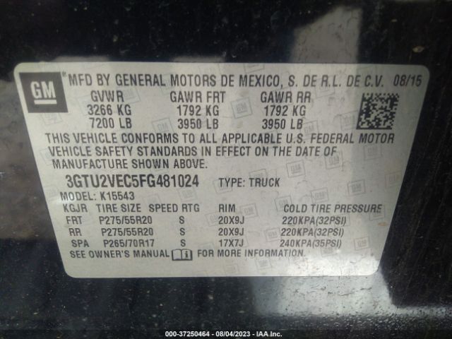 3GTU2VEC5FG481024 GMC Sierra 1500 Slt