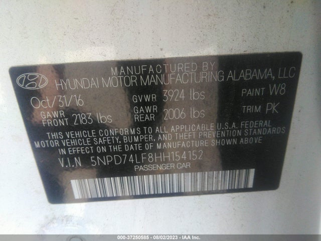 Hyundai ELANTRA SE 2017 5NPD74LF8HH154152 Image 15