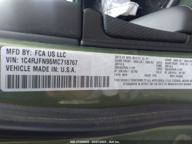 1C4RJFN96MC718767 Jeep Grand Cherokee Trackhawk