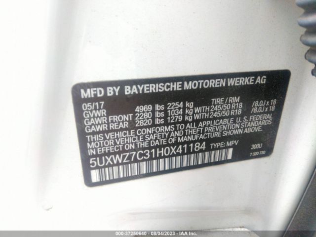 5UXWZ7C31H0X41184 BMW X3 Sdrive28i