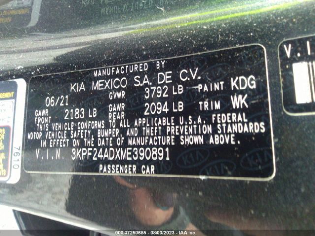 3KPF24ADXME390891 KIA Forte Lxs