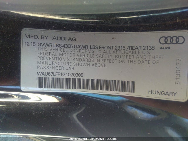 WAU67LFF1G1070305 Audi A3 1.8t Premium
