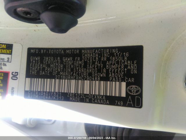 2T1BURHEXHC790488 Toyota COROLLA LE