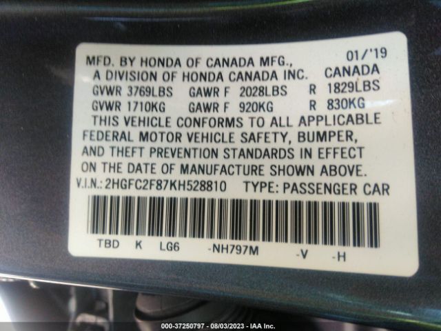 2HGFC2F87KH528810 Honda Civic Sedan Sport
