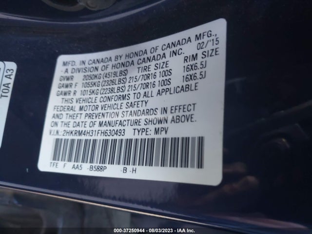 Honda CR-V LX 2015 2HKRM4H31FH630493 Image 9