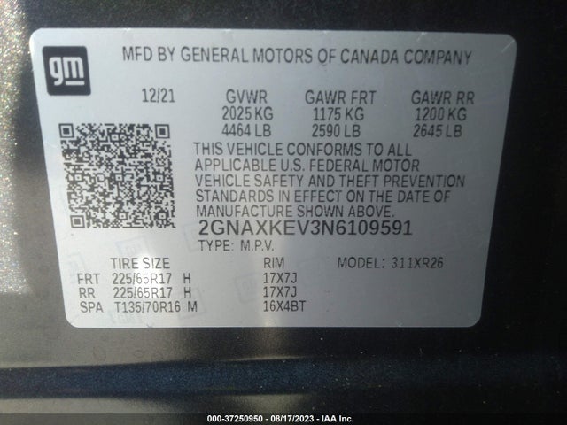 Chevrolet EQUINOX LT 2022 2GNAXKEV3N6109591 Image 9