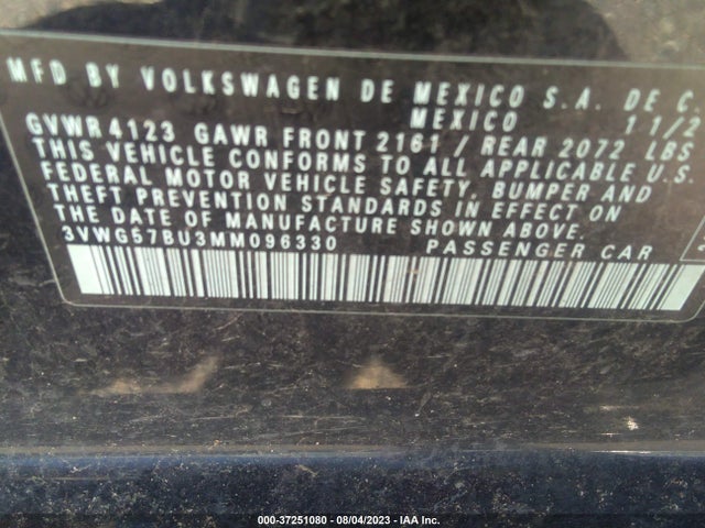 3VWG57BU3MM096330 Volkswagen Jetta Sel Premium