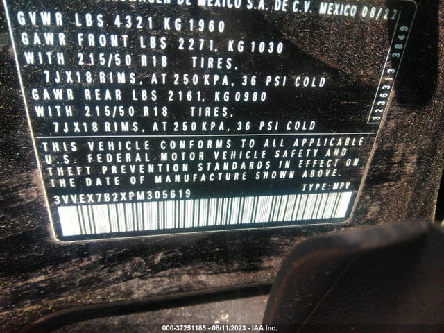 3VVEX7B2XPM305619 Volkswagen TAOS SE
