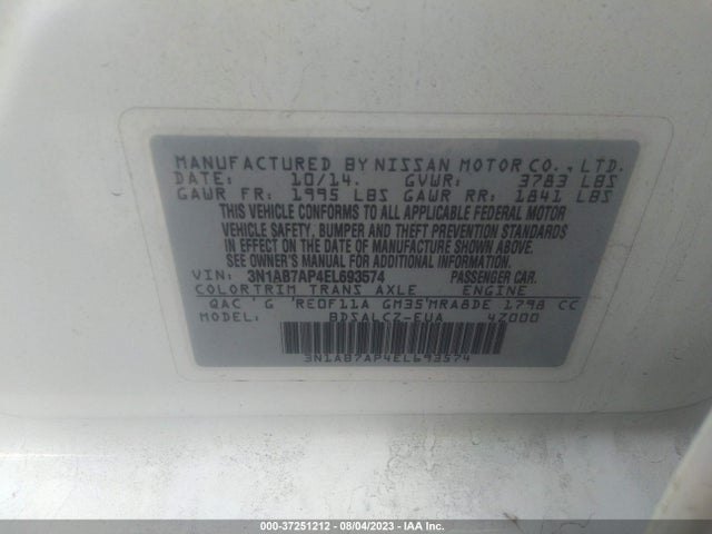 Nissan SENTRA S 2014 3N1AB7AP4EL693574 Image 9