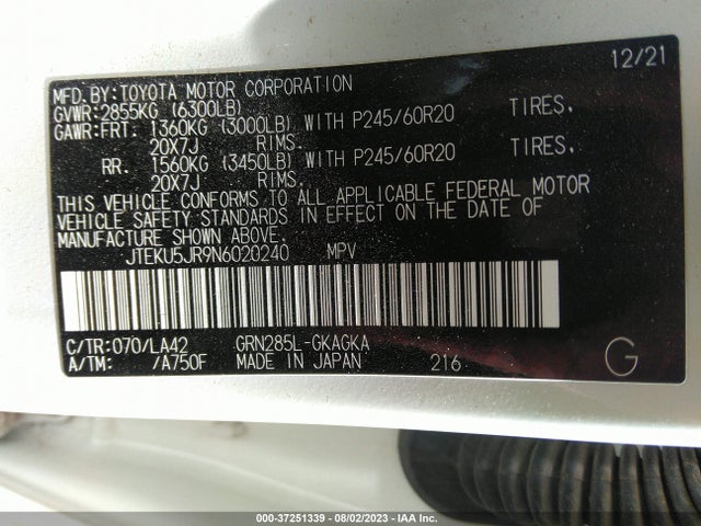 Toyota 4runner Limited 2022 JTEKU5JR9N6020240 Image 15
