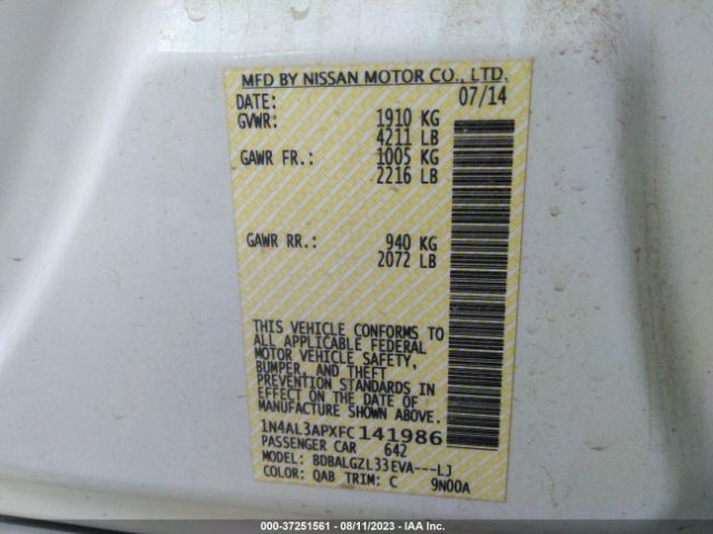 1N4AL3APXFC141986 Nissan Altima 2.5 S