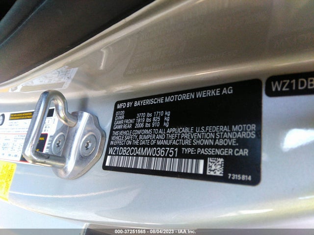 2021 Toyota Supra, VIN: WZ1DB2C04MW036751