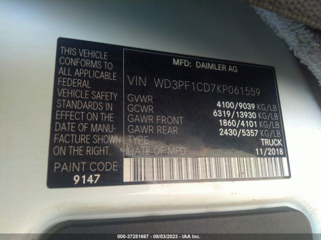 WD3PF1CD7KP061559 Mercedes-Benz SPRINTER CARGO VAN