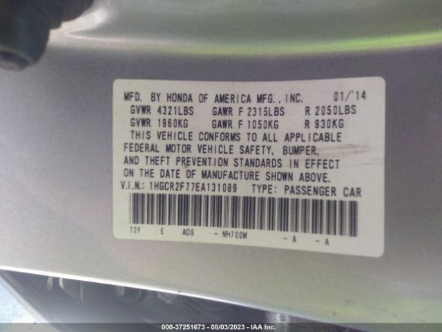 1HGCR2F77EA131089 Honda Accord Sedan Ex
