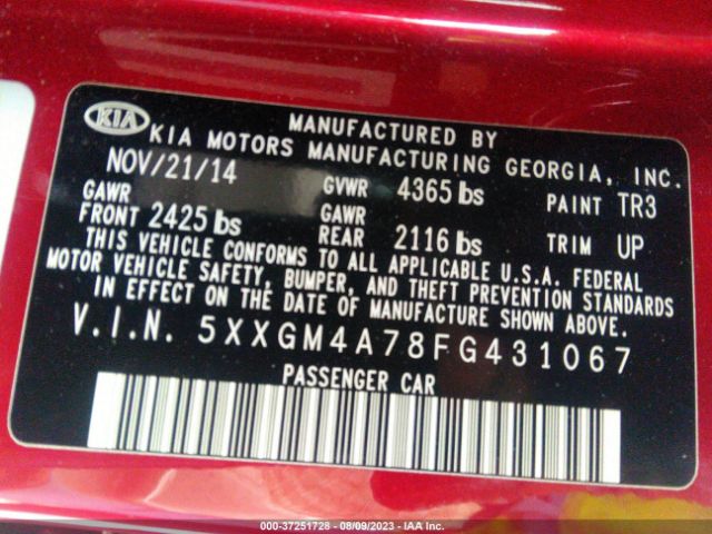 5XXGM4A78FG431067 KIA Optima Lx