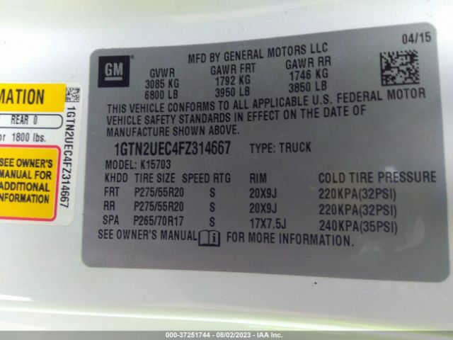 1GTN2UEC4FZ314667 GMC Sierra 1500 Sle