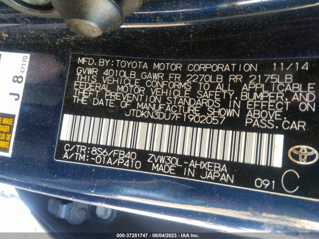 Toyota Prius Four 2015 JTDKN3DU7F1902057 Image 15