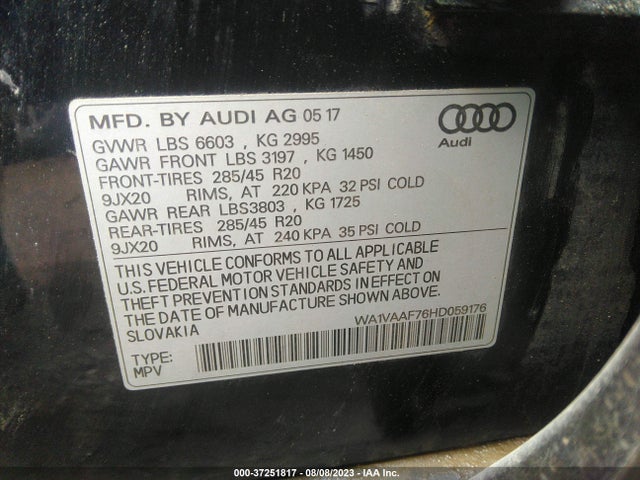 WA1VAAF76HD059176 Audi Q7 Prestige