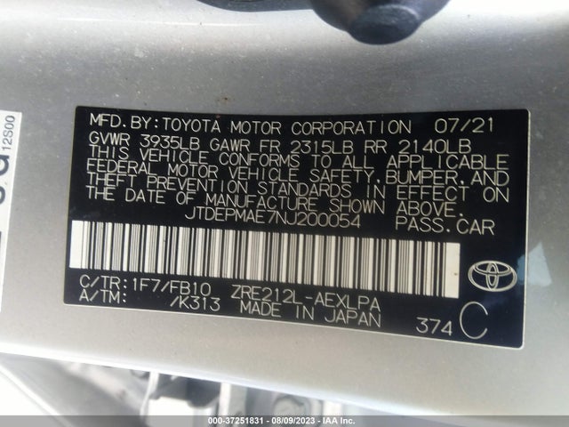 Toyota COROLLA LE 2022 JTDEPMAE7NJ200054 Image 15