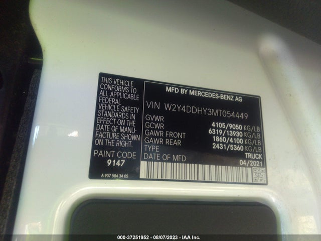 2021 Freightliner Sprinter, VIN: W2Y4DDHY3MT054449
