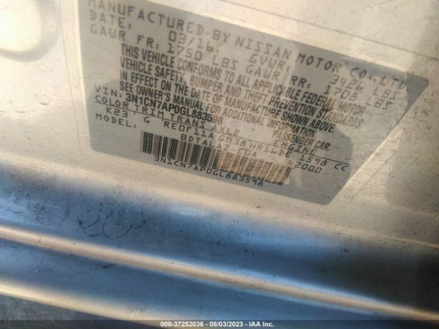 3N1CN7AP0GL883598 Nissan VERSA