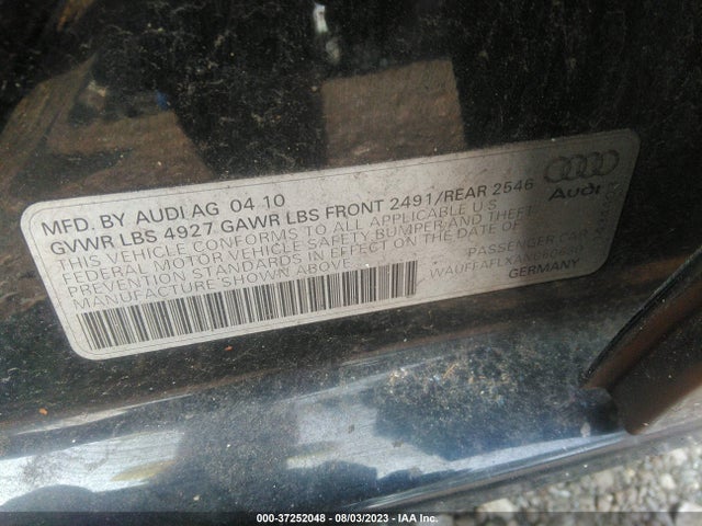 2010 AUDI A4 2.0T PREMIUM PLUS VIN: WAUFFAFLXAN060630