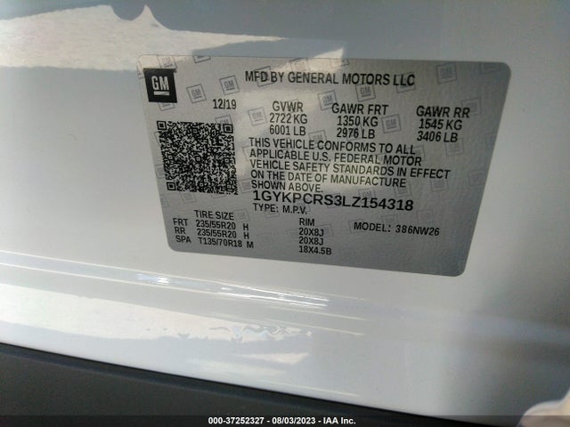 1GYKPCRS3LZ154318 Cadillac Xt6 Fwd Premium Luxury