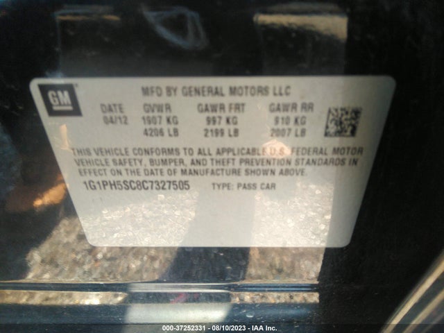 2012 CHEVROLET CRUZE LTZ VIN: 1G1PH5SC8C7327505