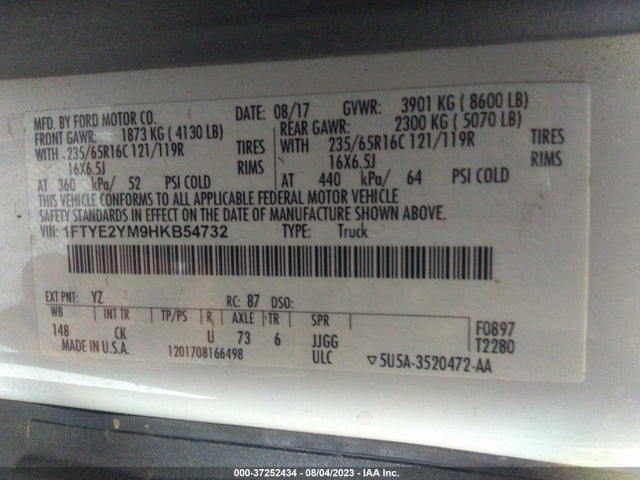 1FTYE2YM9HKB54732 Ford TRANSIT VAN
