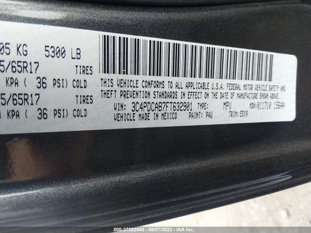 2015 DODGE JOURNEY SE VIN: 3C4PDCAB7FT632901