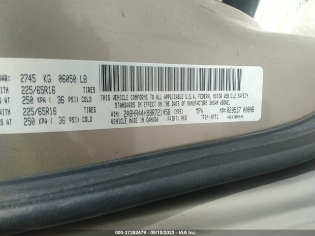 2008 CHRYSLER TOWN & COUNTRY LX VIN: 2A8HR44H98R721458