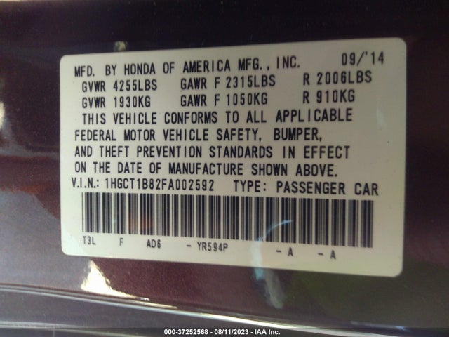 Honda Accord Coupe Ex-l 2015 1HGCT1B82FA002592 Image 15