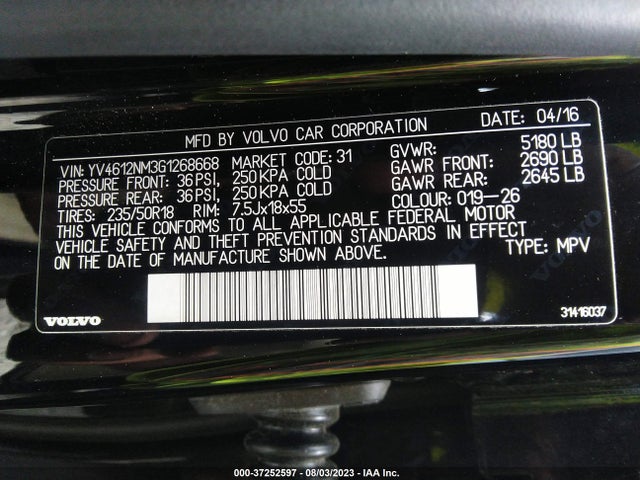 2016 Volvo XC70, VIN: YV4612NM3G1268668