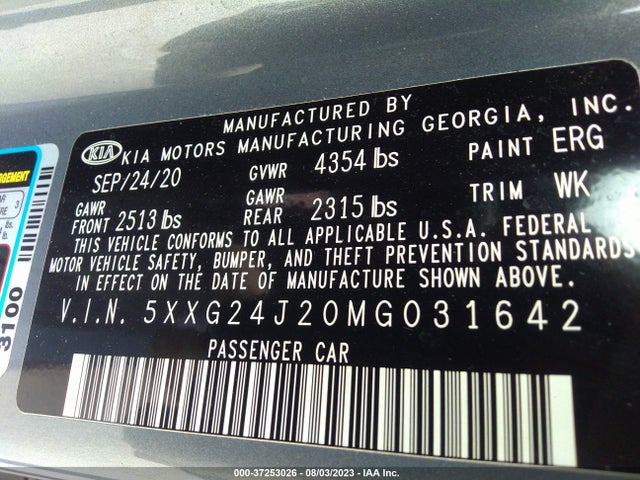 KIA K5 LX 2021 5XXG24J20MG031642 Image 9