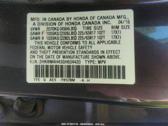 2HKRM4H43GH654420 Honda CR-V SE