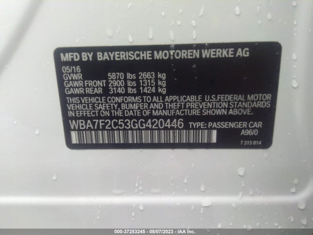 BMW 7 Series 750i Xdrive 2016 WBA7F2C53GG420446 Image 9