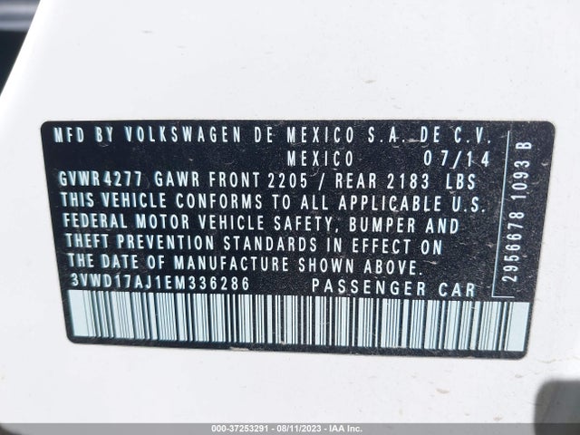 3VWD17AJ1EM336286 Volkswagen Jetta Sedan Se W/connectivity