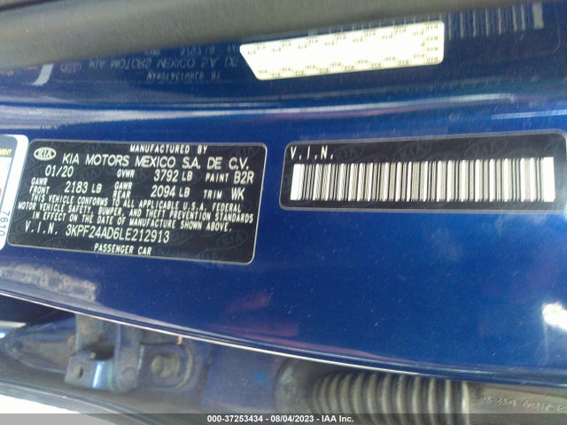 2020 KIA FORTE LXS VIN: 3KPF24AD6LE212913