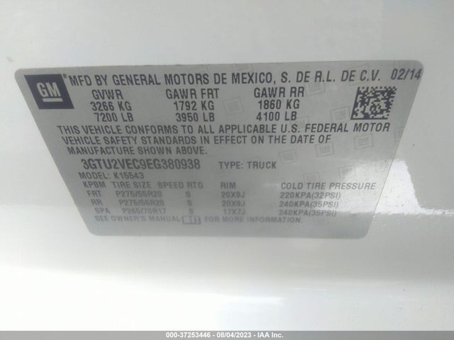 GMC Sierra 1500 Slt 2014 3GTU2VEC9EG380938 Image 9